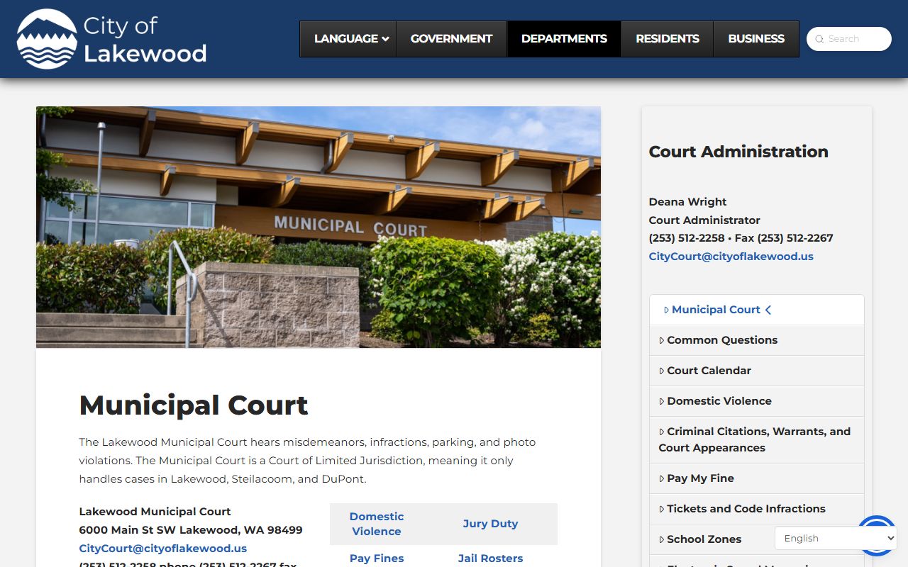 Lakewood Warrant Records at Lakewood Municipal Court