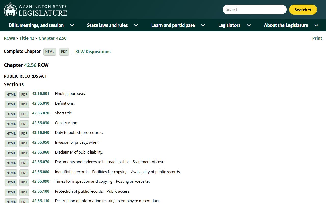 Washington Warrant Records public records law